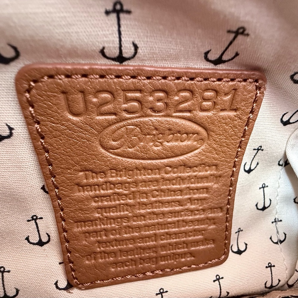 Brighton Sea to Shore Navy and White Striped Tote with Brown Anchor Accent - Picture 5 of 15